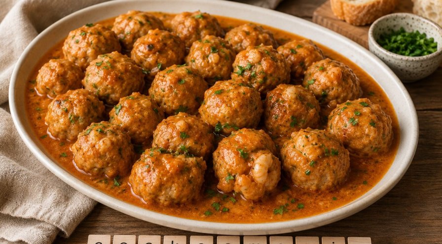 Boulettes de lotte et gambas en sauce verte