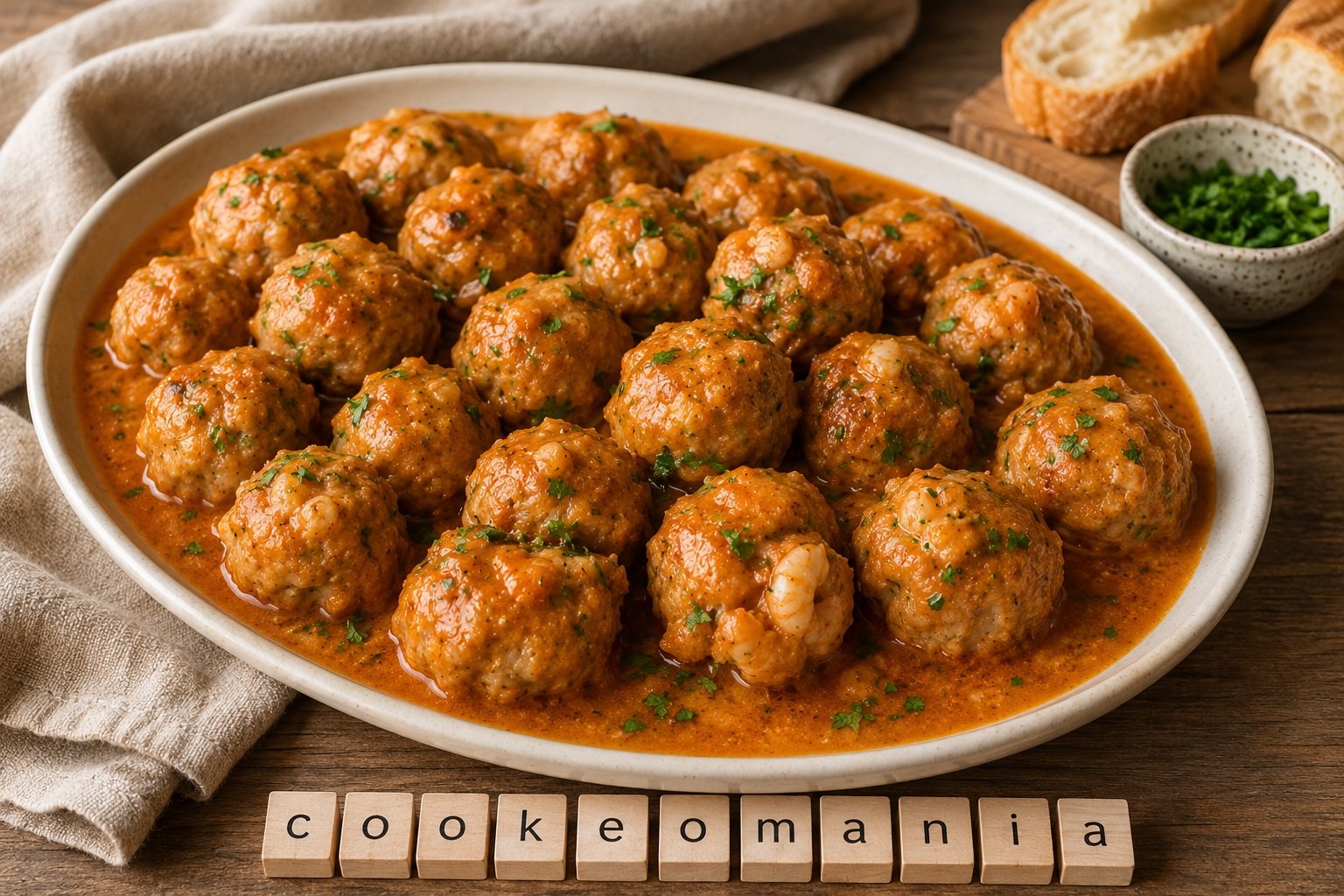 Boulettes de lotte et gambas en sauce verte