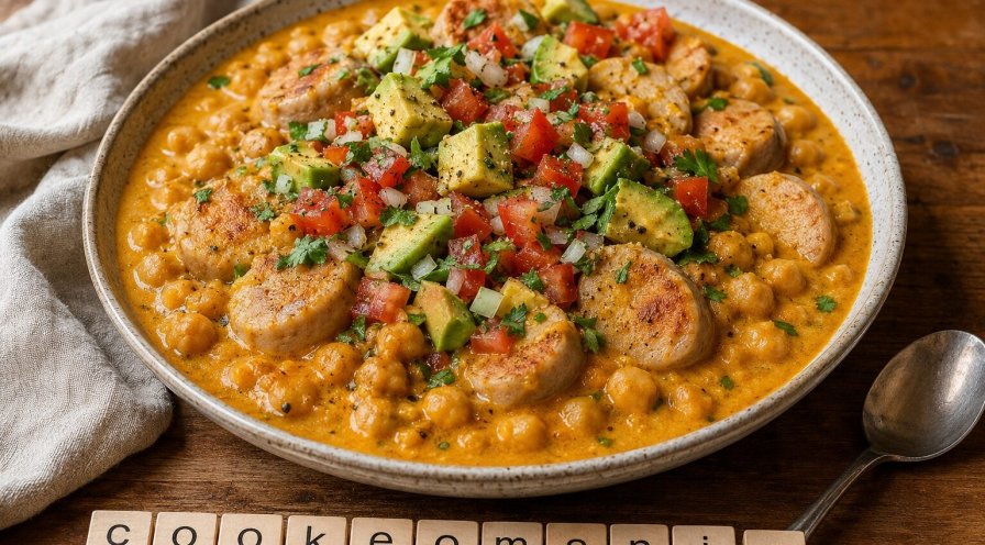 Curry de pois chiches au boudin blanc et lait de coco