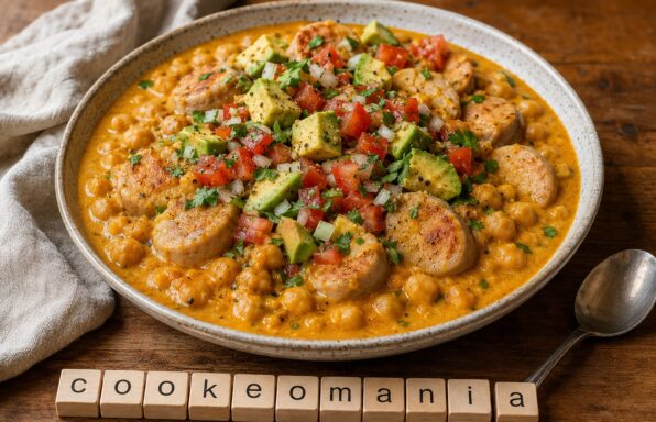 Curry de pois chiches au boudin blanc et lait de coco