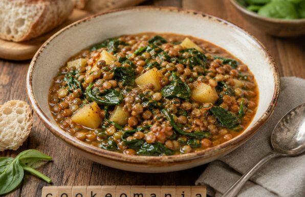 Lentilles aux épinards et pommes de terre