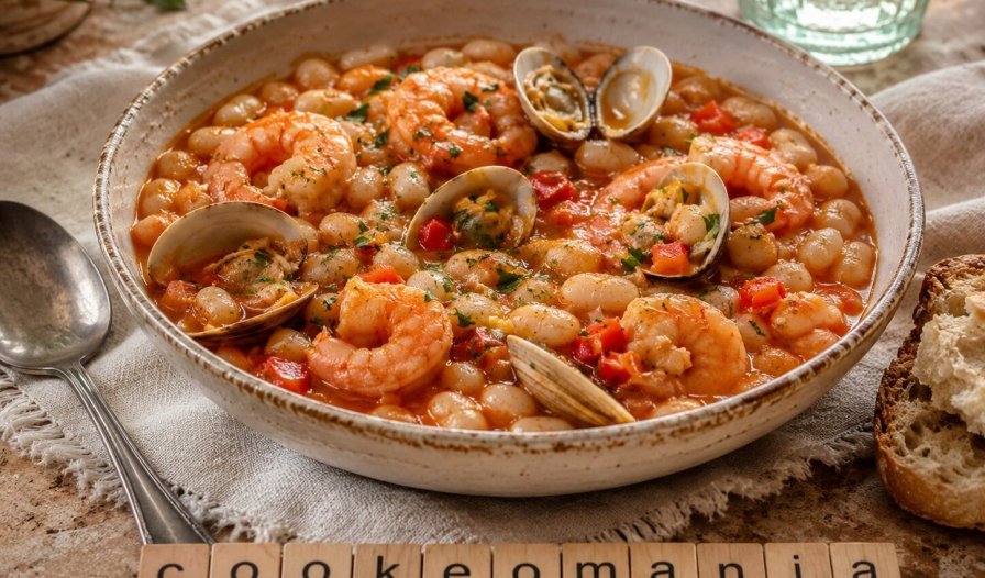 Haricots blancs aux gambas et palourdes
