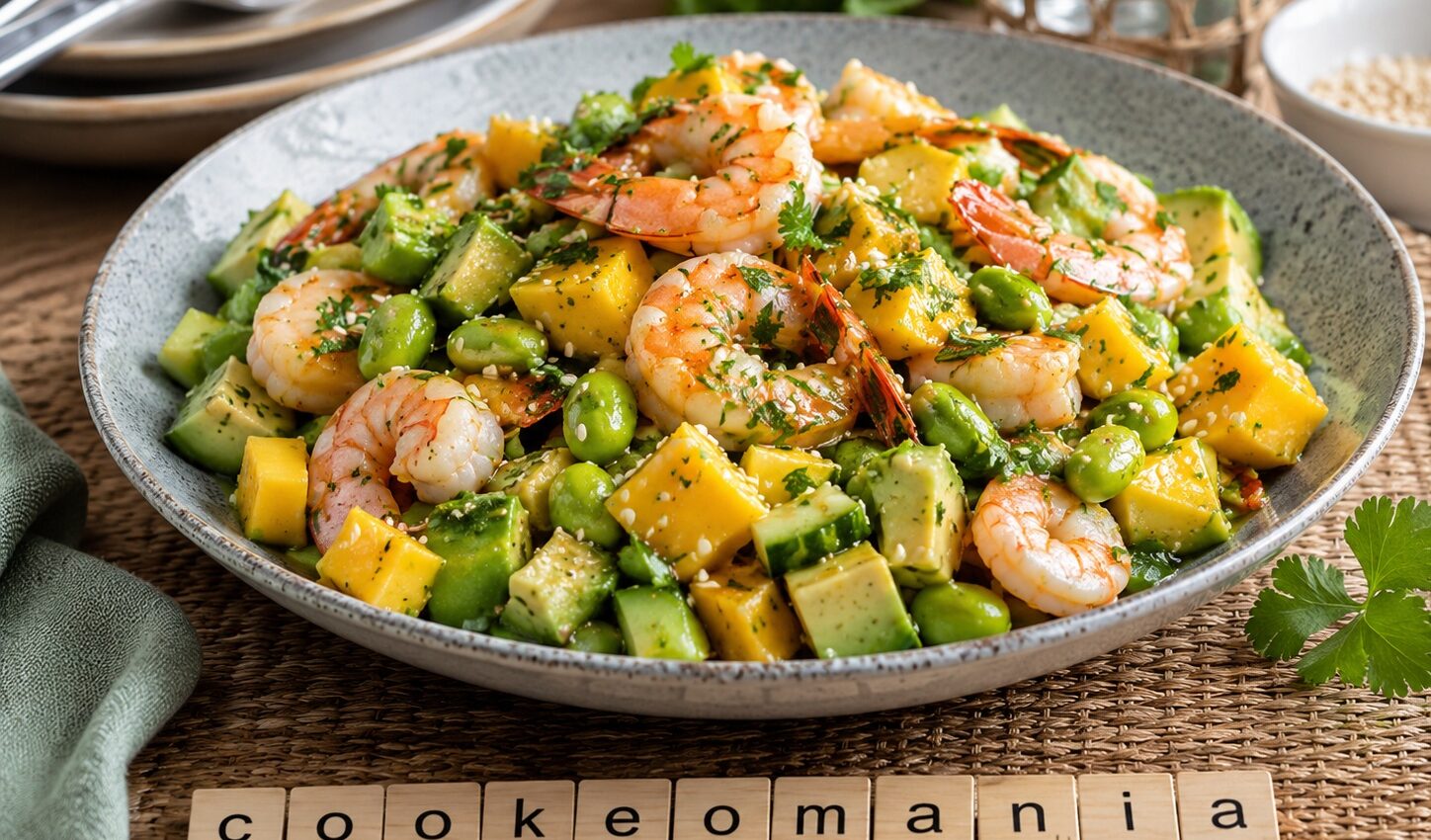 Salade de gambas, mangue, avocat et edamame